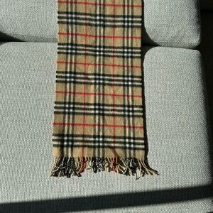 Burberry Cashmere Checkered Scarf w/ fringe